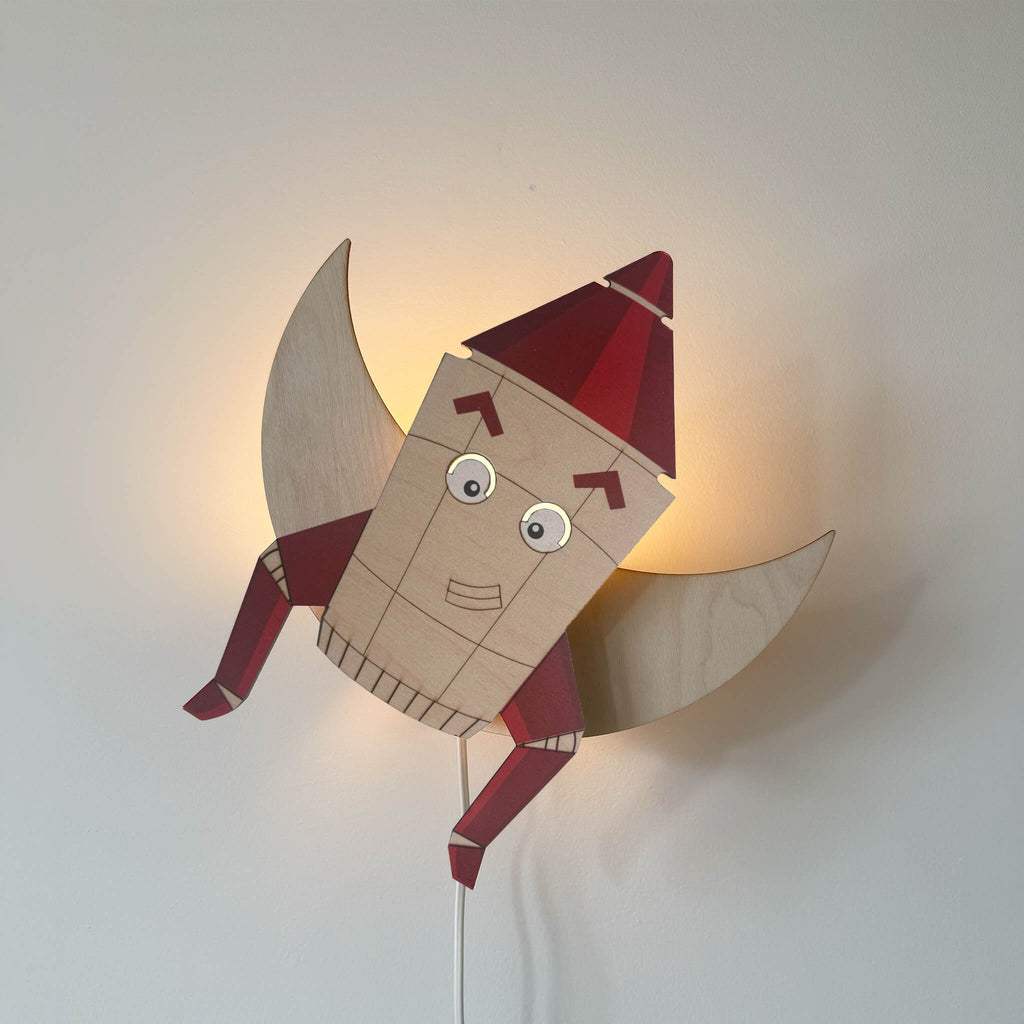 Voorpaneel Eno de Raket vliegend | Wandlamp add-on