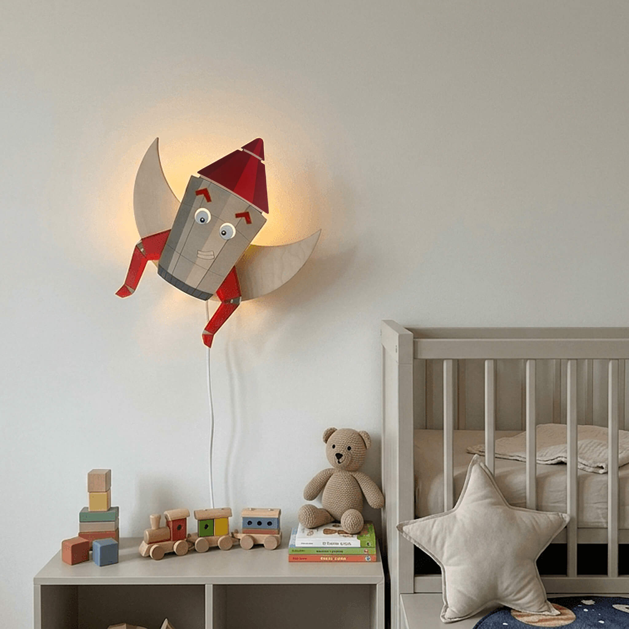 Wandlamp Eno de Raket vliegend
