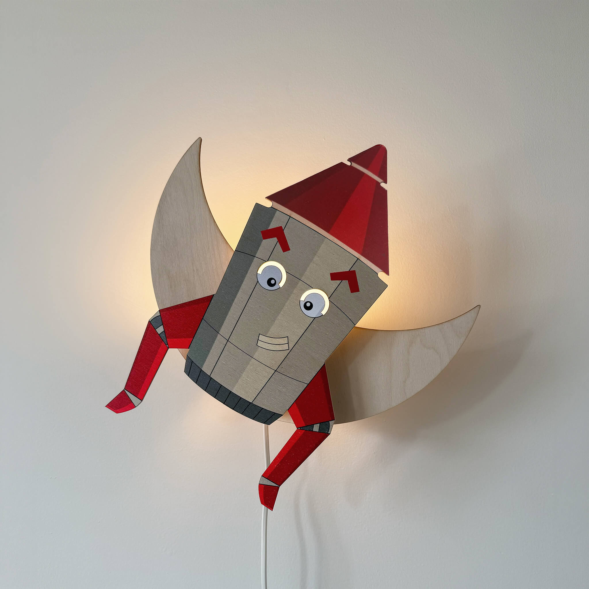 Wandlamp Eno de Raket vliegend