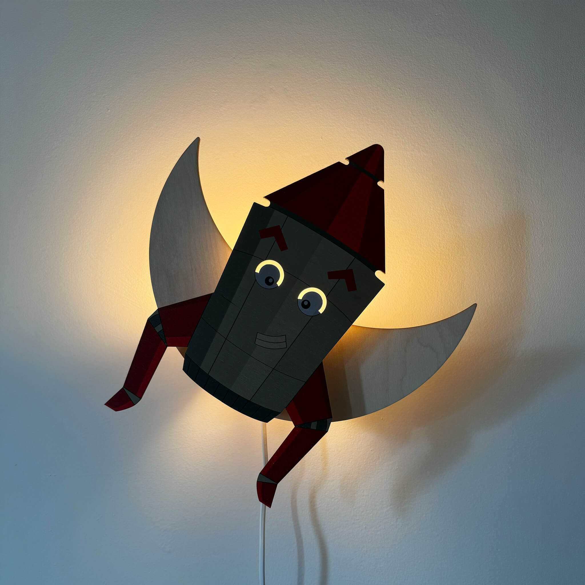 Wandlamp Eno de Raket vliegend